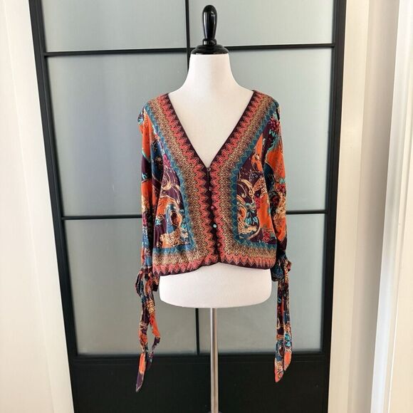 Free people catch me if you can blouse jacket kimono XS Artsy Festival Boho - Picture 2 of 10